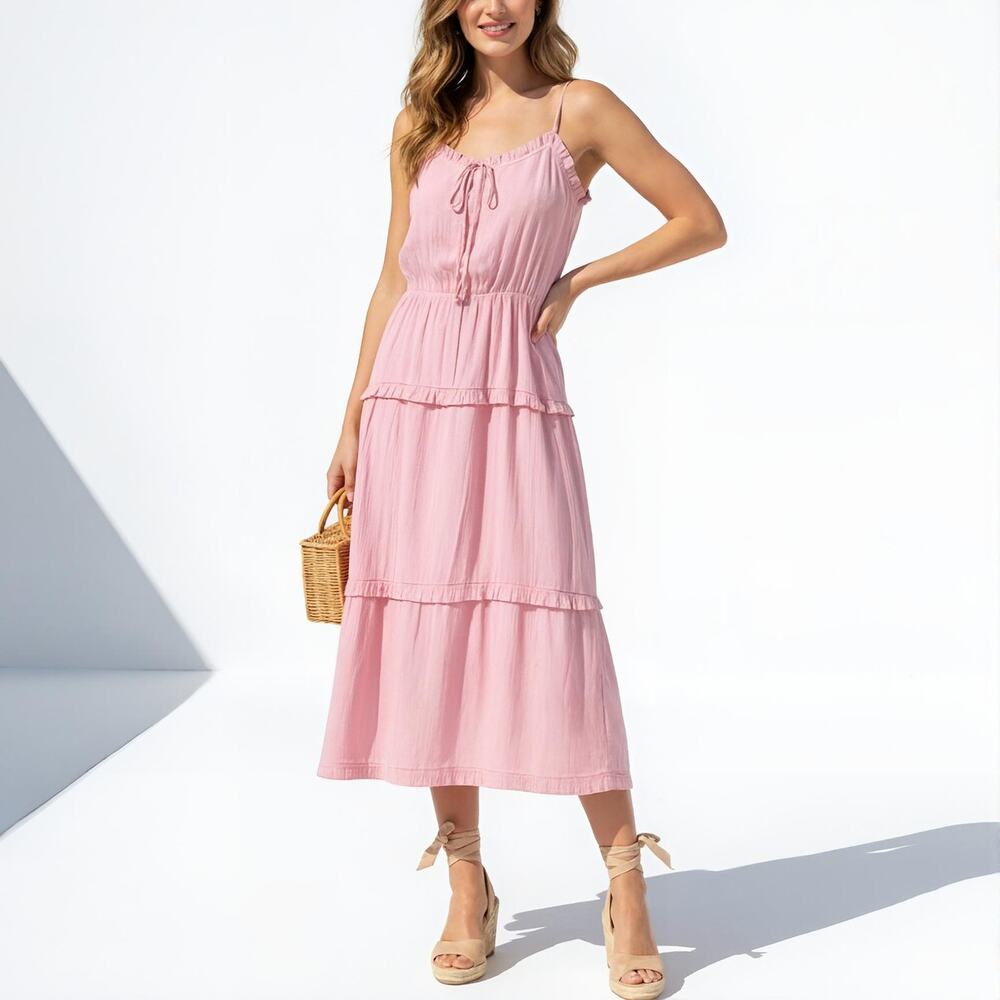 NWT Lovers + Friends Rosalie Midi Dress Coral Size M Sold Out - Picture 11 of 12